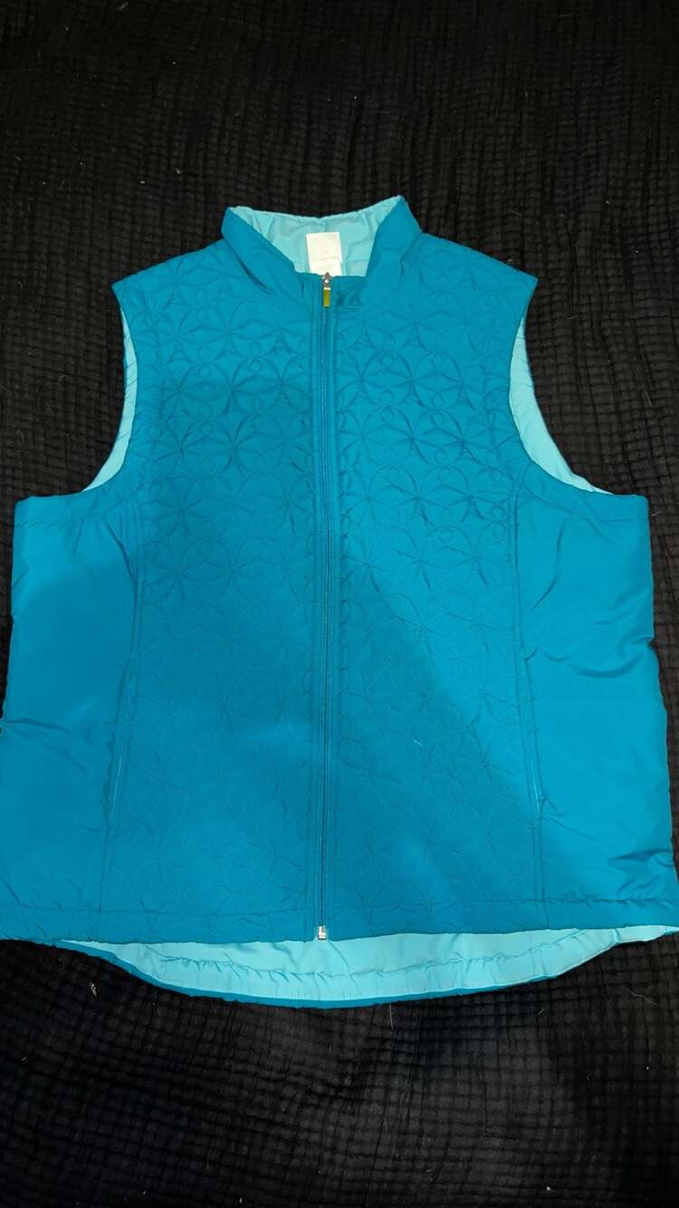 Hanes Active Style Quilted Full Zip Vest Teal Blue Size XL